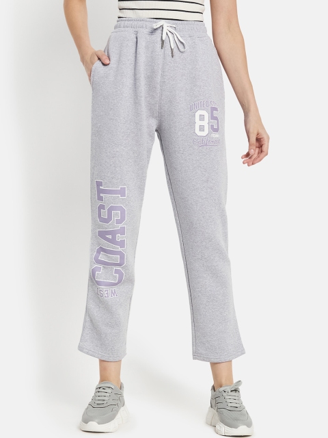 

METTLE Women Grey Printed Cotton Track Pants