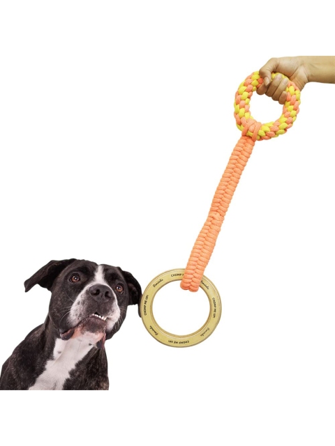 

Pawsindia Orange Wooden Ring Rope Toy