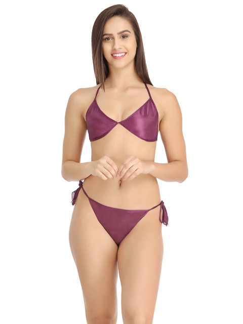 

Clovia Purple String Lingerie Set BP0231P12O
