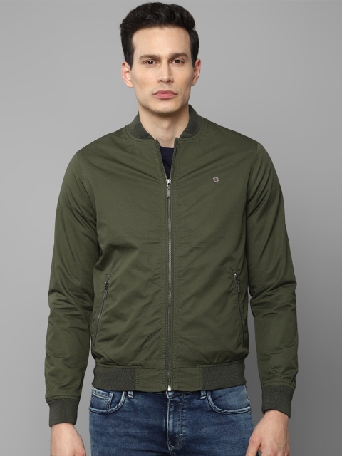 

Louis Philippe Jeans Men Olive Green Bomber Jacket