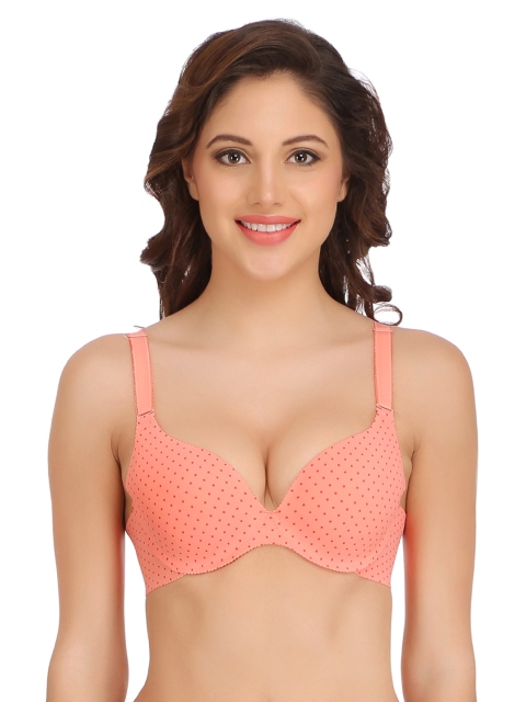 

Clovia Orange Printed Underwired Lightly Padded T-shirt Bra