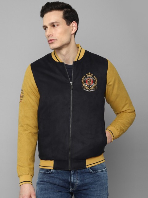 

Louis Philippe Sport Men Black & Mustard Colourblocked Open Front Jacket