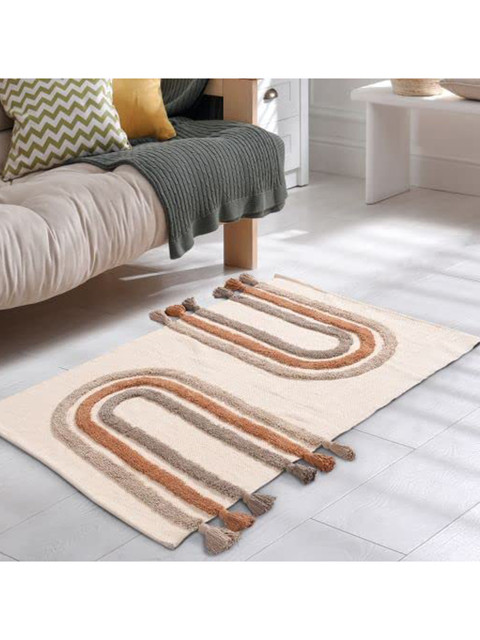 

URBAN SPACE Brown & Beige Tufted Cotton Carpet