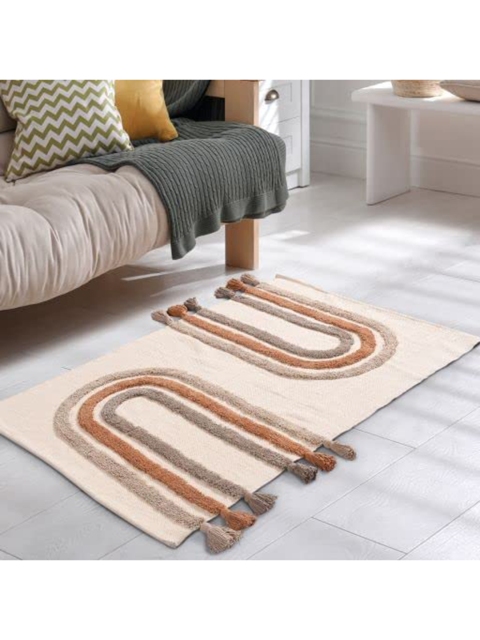 

URBAN SPACE Orange-Coloured Bohemian Printed Carpet, Brown