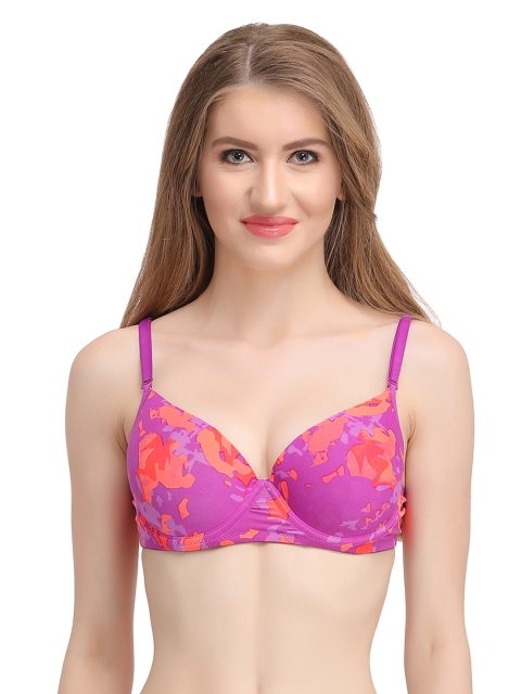 

Clovia Purple Printed Underwired Lightly Padded T-shirt Bra
