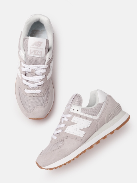 

New Balance Women Mauve & White Woven Design Suede Sneakers Excluding Trims