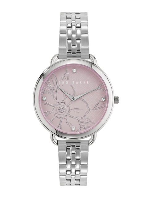 

Ted Baker Women Purple Dial & Silver Toned Stainless Steel Bracelet Style Straps Analogue Watch BKPHTS012