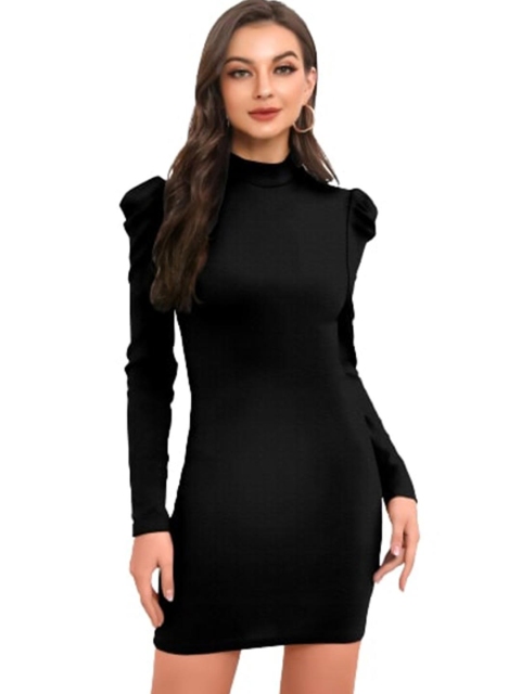 

SWEETPEL Women Black Bodycon Midi Dress