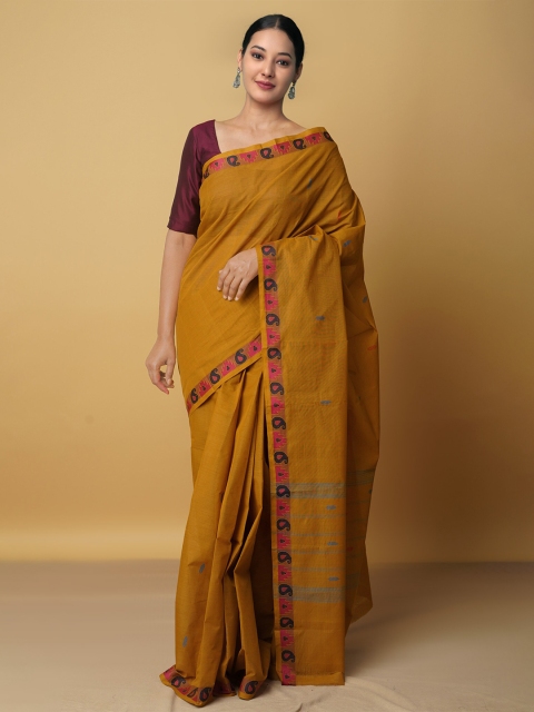 

Unnati Silks Women Brown & Green Zari Pure Cotton Venkatgiri Saree