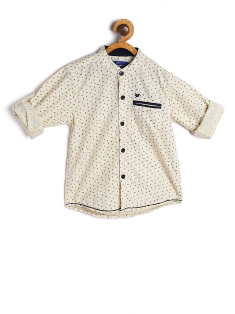 

612League Boys Yellow Classic Printed Casual Shirt