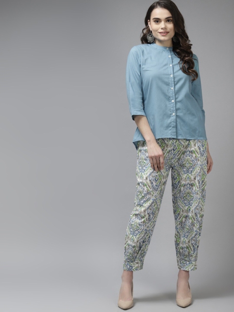 

Amirah s Women Blue Ethnic Motifs Pure Cotton Shirt with Trouser