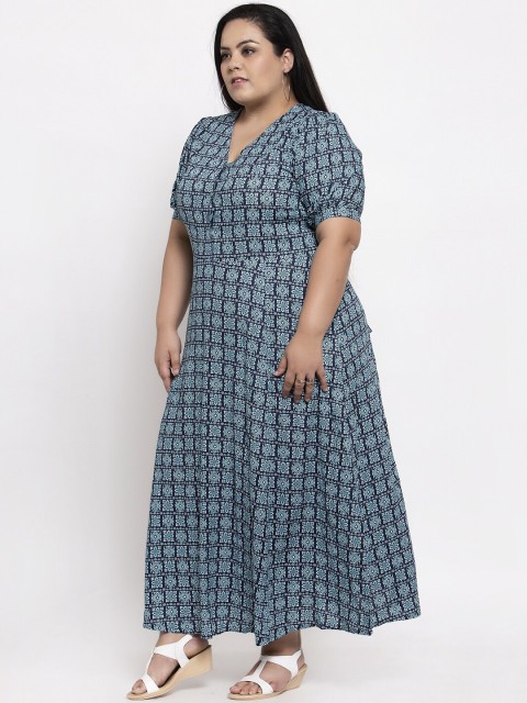 

plusS Women Blue Printed Anarkali Kurta