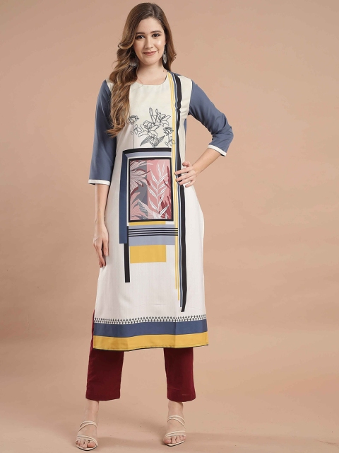 

KALINI Women Multicoloured Tribal Embroidered Crepe Kurta, Multi