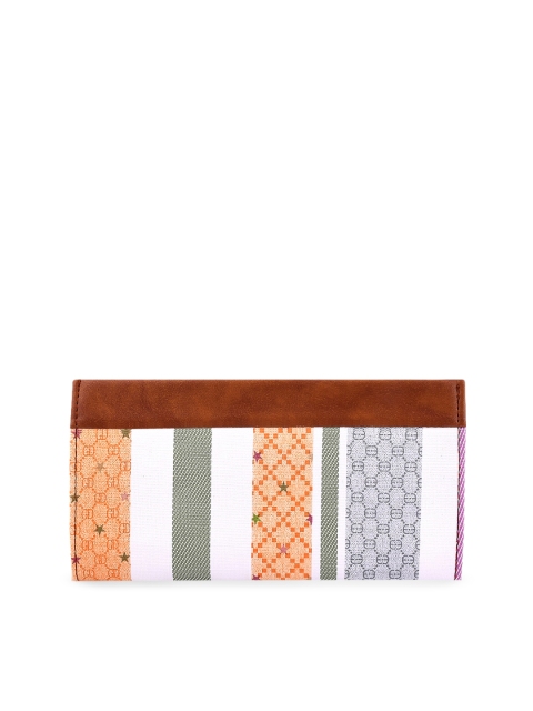 

SXF SPEED X FASHION Tan & White Textured Envelope Clutch