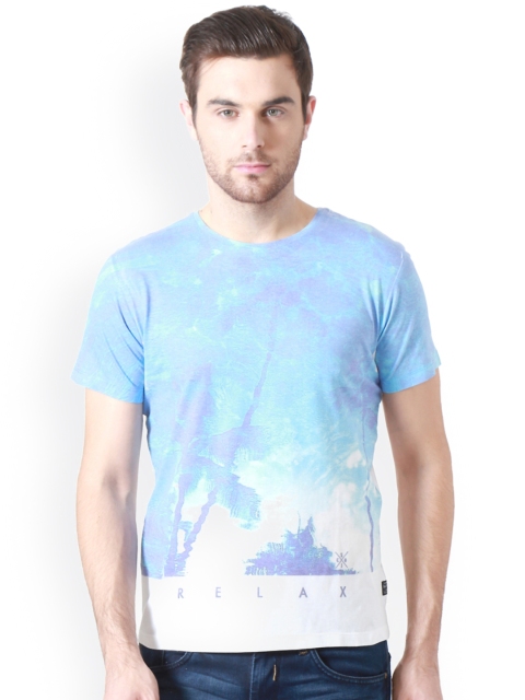

Solly Jeans Co. by Allen Solly Men Blue & White Printed Round Neck T-shirt