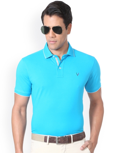 

Solly Sport by Allen Solly Men Blue Solid Polo Collar T-shirt