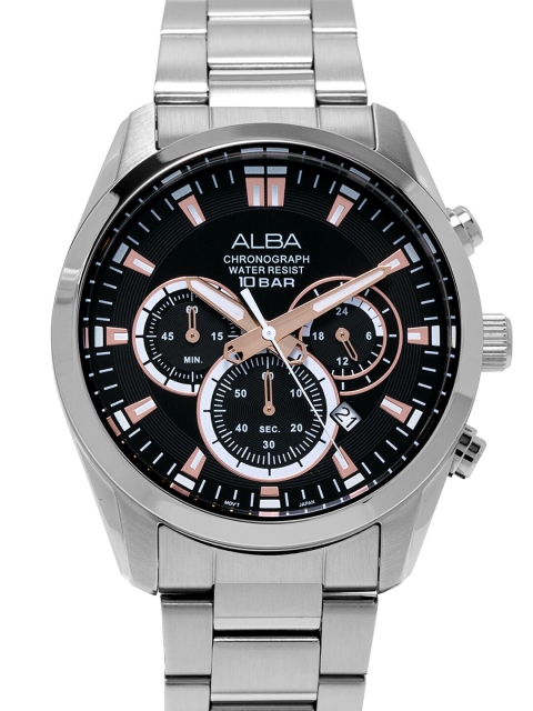 

Alba Men Black Dial & Silver Toned Stainless Steel Analogue Watch AT3H67X1-Black