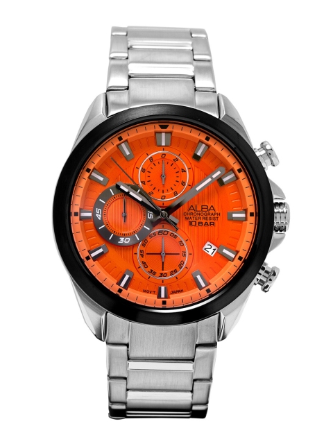 

Alba Men Orange Dial & Silver Toned Stainless Steel Bracelet Style Straps Analogue Watch