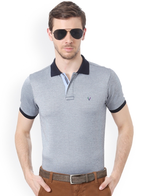 

Solly Sport by Allen Solly Men Grey & Navy Blue Polo Collar T-shirt