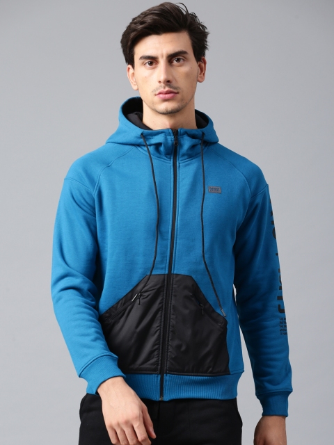 

HRX by Hrithik Roshan Men Blue Solid Hooded Sweatshirt