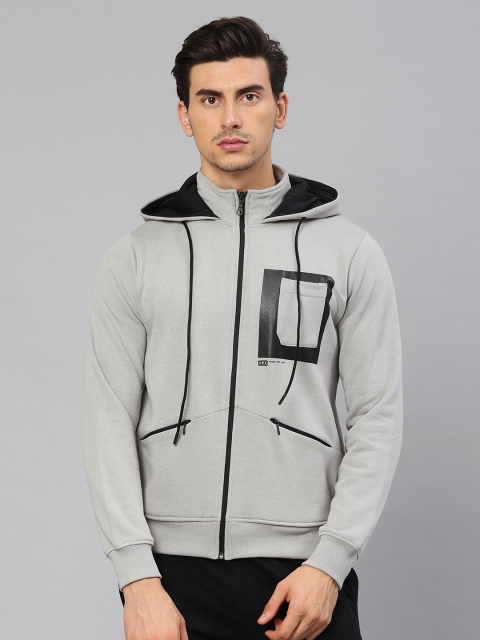 

HRX by Hrithik Roshan Men Grey Solid Hooded Sweatshirt
