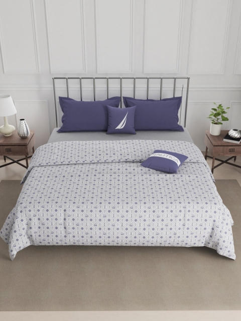 

Nautica Purple & White Geometric AC Room 300 GSM Double Bed Dohar