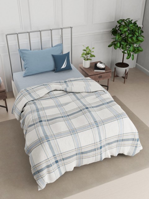 

Nautica Blue & Beige Checked AC Room 300 GSM Single Bed Dohar