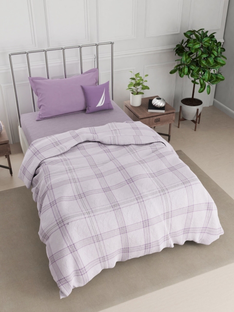 

Nautica Purple & White Checked AC Room 300 GSM Single Bed Dohar