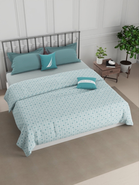 

Nautica Turquoise Blue Geometric AC Room 300 GSM Double Bed Dohar