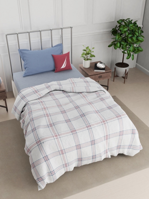 

Nautica White & Red Checked AC Room 300 GSM Single Bed Dohar