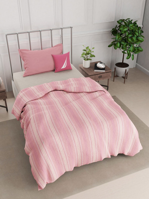 

Nautica Pink & White Striped AC Room 300 GSM Single Bed Dohar
