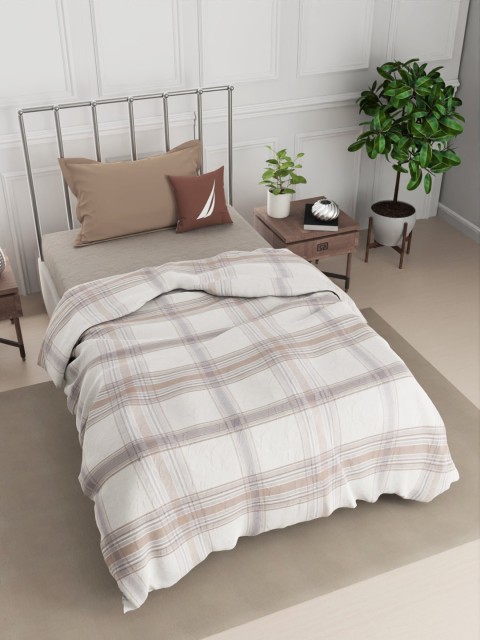 

Nautica Brown & Beige Checked AC Room 300 GSM Pure Cotton Single Bed Dohar