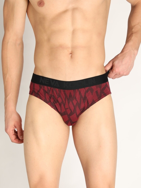 

NEVA Men Maroon & Black Printed Basic Brief