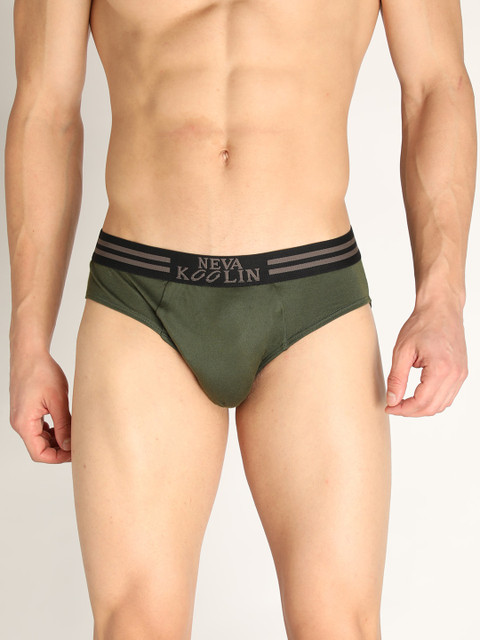 

NEVA Men Olive-Green Solid Pure-Cotton Basic Briefs