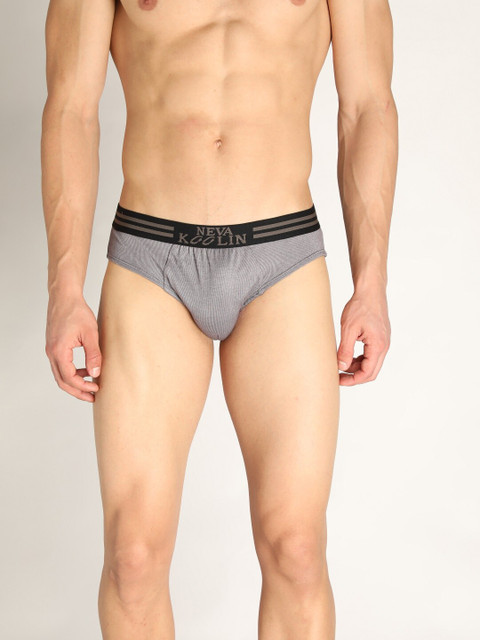 

NEVA Men Grey Solid Pure Cotton Basic Briefs