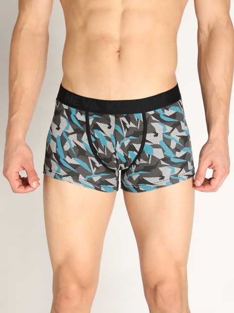 

NEVA Men Grey & Black Printed Cotton Skin-Fit Trunk KL02-GREY