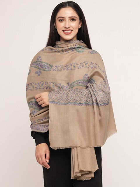 

Pashtush Women Beige Colored Ethnic Motif Embroidered Shawl