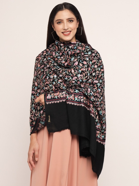 

Pashtush Women Black & Pink Ethnic Motif Embroidered Shawl