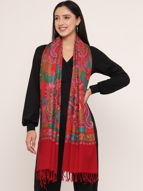 

Pashtush Women Red & Blue Embroidered Stole