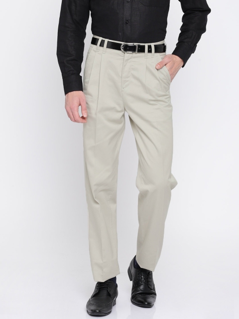 

SCULLERS Men Beige Regular Fit Smart Casual Trousers