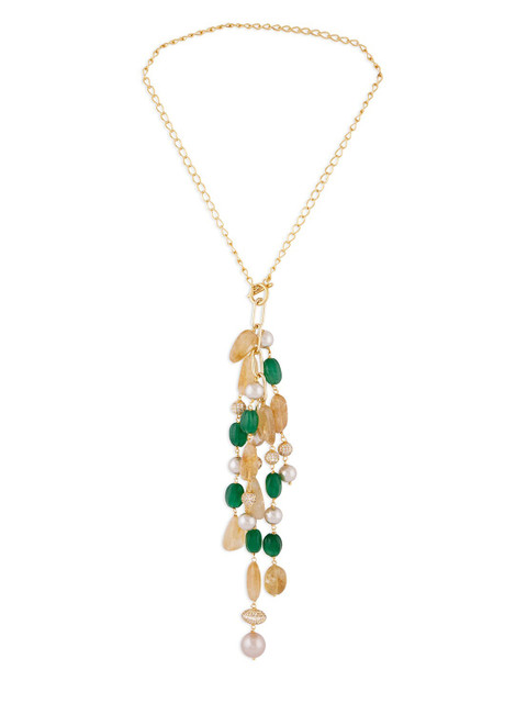 

URBATURE Gold-Toned & Green Brass Gold-Plated Necklace