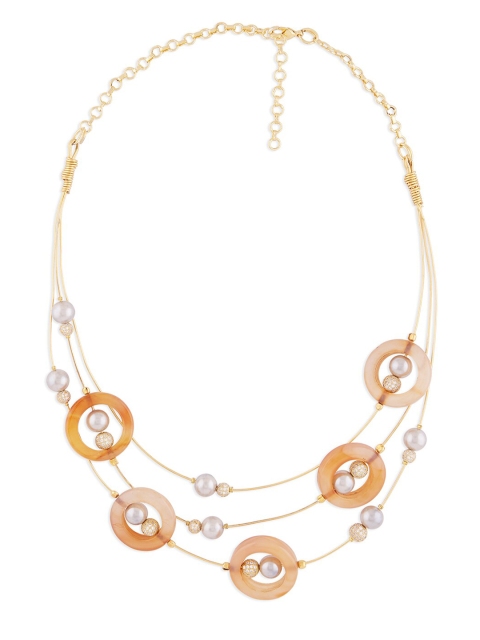 

URBATURE Gold-Toned & Olive Green Brass Gold-Plated Necklace