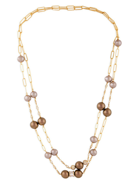 

URBATURE Gold-Toned & Brown Brass Gold-Plated Necklace