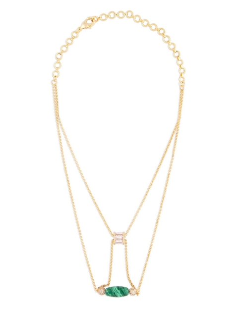 

URBATURE Gold-Toned & White Onyx & Bagutte Zircon Studded Brass Gold-Plated Necklace