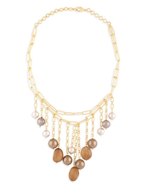 

URBATURE Gold-Toned & Brown Brass Gold-Plated Necklace