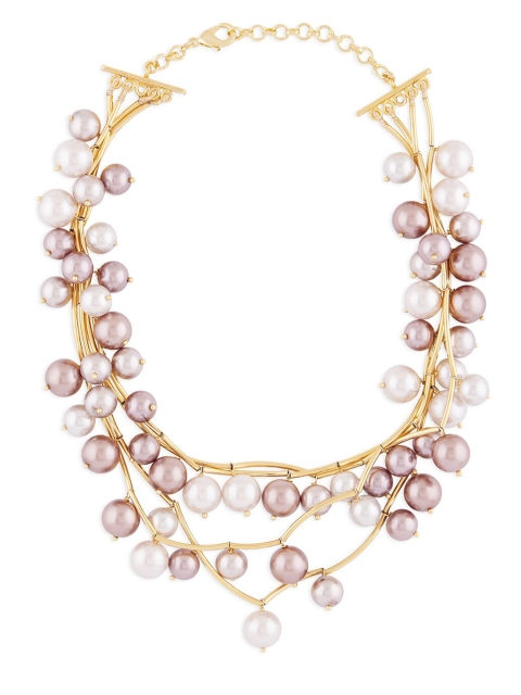 

URBATURE Gold-Toned & White Brass Gold-Plated Layered Necklace