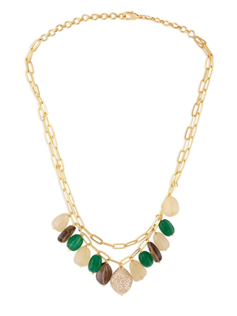 

URBATURE Women Gold-Toned & White Brass Gold-Plated Necklace