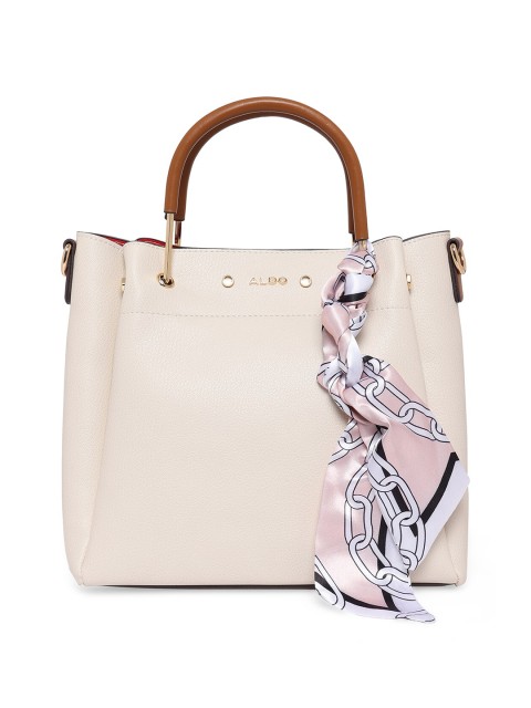 

ALDO Women Cream-Coloured PU Structured Handheld Bag