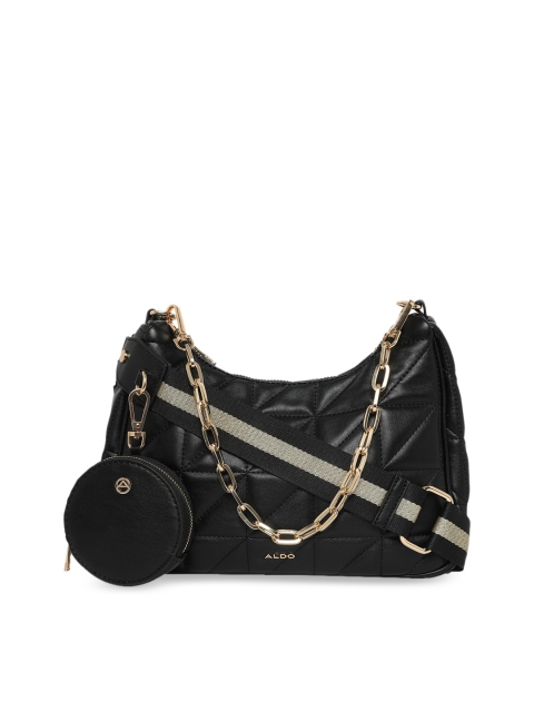 

ALDO Black PU Structured Sling Bag with Quilted