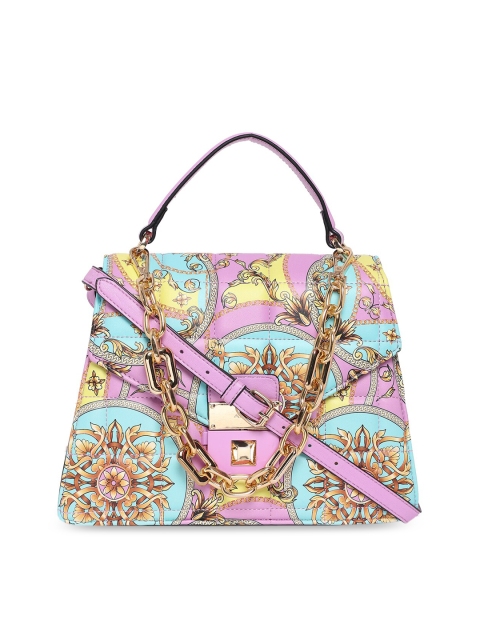

ALDO Purple Printed PU Structured Satchel Handbag